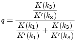 $\displaystyle q = \dfrac{\dfrac{K(k_3)}{K'(k_3)}}{\dfrac{K(k_1)}{K'(k_1)}+\dfrac{K(k_3)}{K'(k_3)}}$