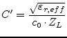 $\displaystyle C' = \dfrac{\sqrt{\varepsilon_{r,eff}}}{c_0\cdot Z_L}$