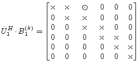 $\displaystyle \tilde{U}_1^H \cdot B^{(k)}_1 = \begin{bmatrix}\times & \times & ...
...\\ 0 & 0 & 0 & 0 & \times & \times\\ 0 & 0 & 0 & 0 & 0 & \times\\ \end{bmatrix}$