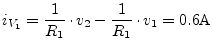 $\displaystyle i_{V_{1}} = \frac{1}{R_{1}}\cdot v_{2} - \frac{1}{R_{1}}\cdot v_{1} = 0.6\ampere$