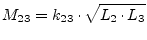 $\displaystyle M_{23} = k_{23}\cdot\sqrt{L_2\cdot L_3}$