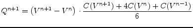 $\displaystyle Q^{n+1} = \left(V^{n+1} - V^{n}\right)\cdot \dfrac{C(V^{n+1}) + 4 C(V^{n}) + C(V^{n-1})}{6}$